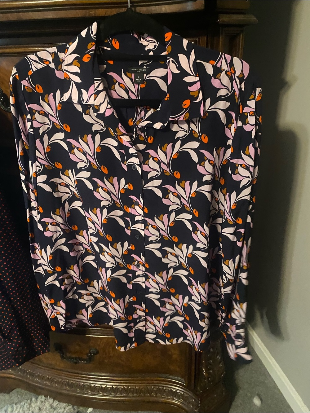 Ann Taylor floral button down blouse